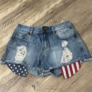 American Flag Jean Shorts